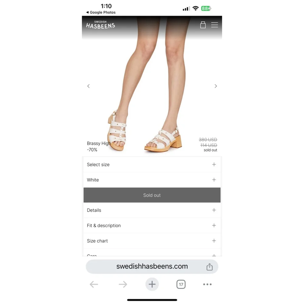 Women's Swedish Hasbeens Handmade Brassy High Sandals Size 38 White Sandals - Picture 10 of 16